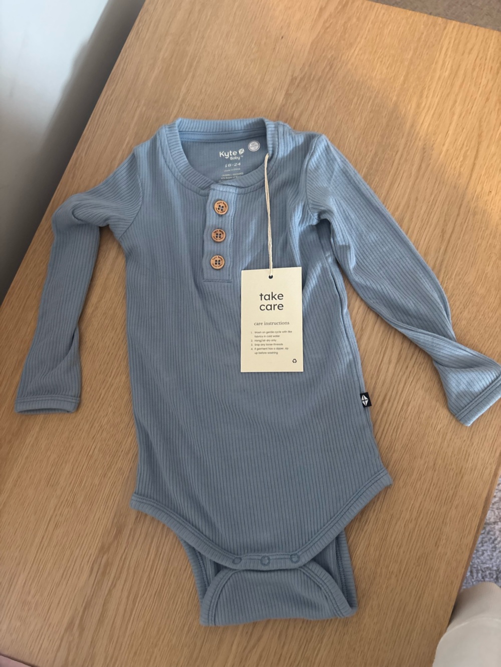 Kyte BABY Ribbed Long-Sleeve One-Piece Bodysuit 18-24